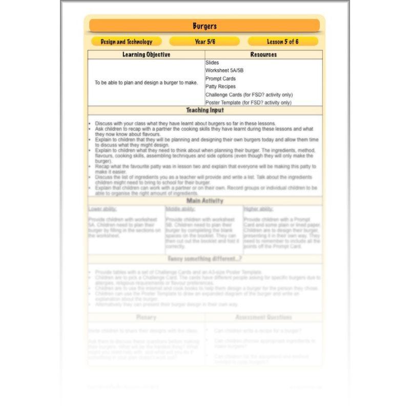 PlanBee KS2 Kids Burger Recipe Lessons by PlanBee