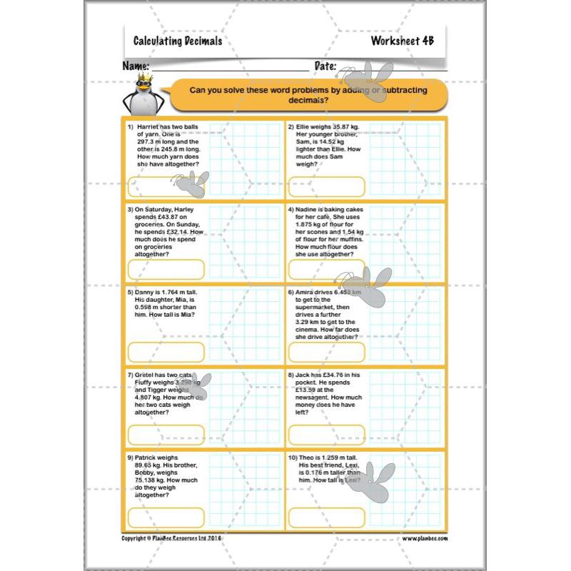 PlanBee Calculating Decimals - Complete Planning - Year 5 Fractions & Decimals