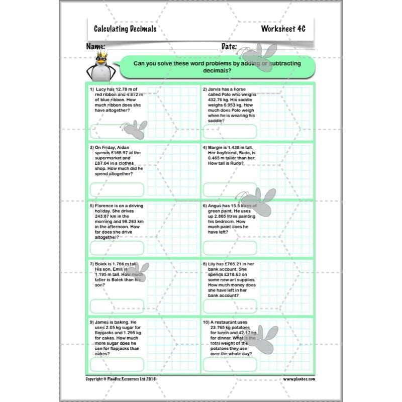 PlanBee Calculating Decimals - Complete Planning - Year 5 Fractions & Decimals