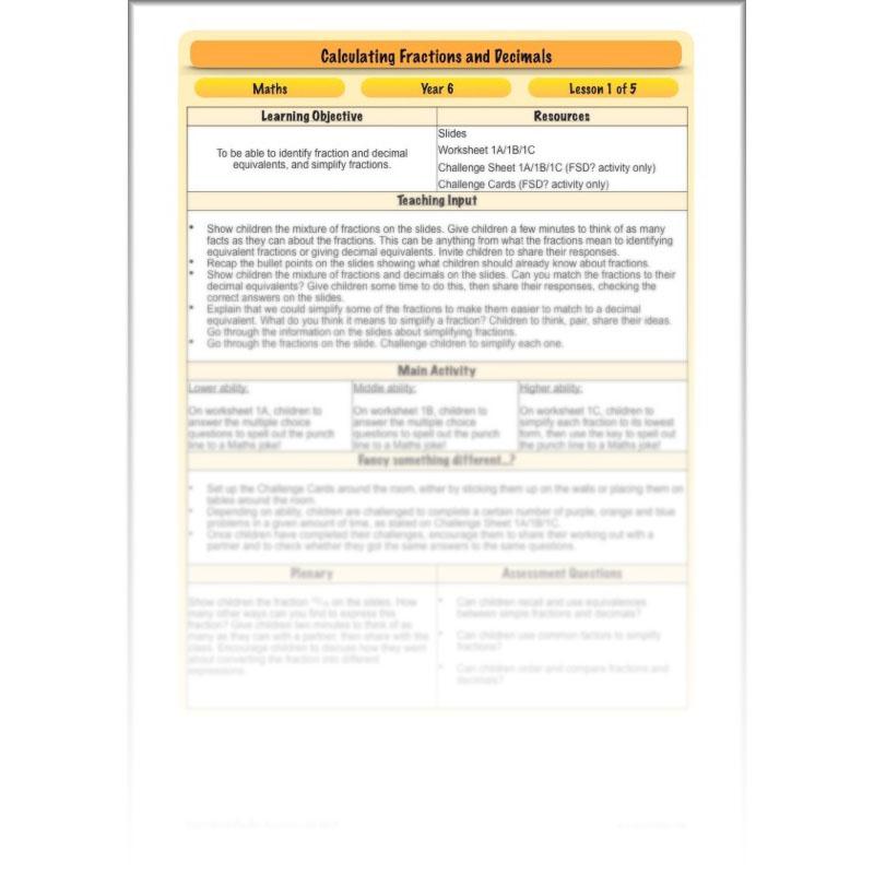 PlanBee Calculating Fractions & Decimals - Year 6 Maths Planning & Resources