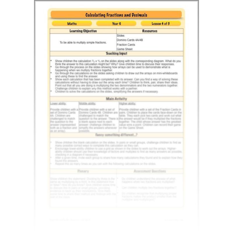 PlanBee Calculating Fractions & Decimals - Year 6 Maths Planning & Resources