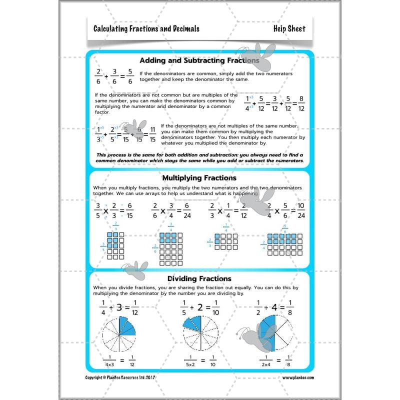 PlanBee Calculating Fractions & Decimals - Year 6 Maths Planning & Resources
