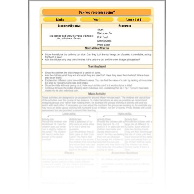 PlanBee Can you recognise coins? Year 1 money planning and activities