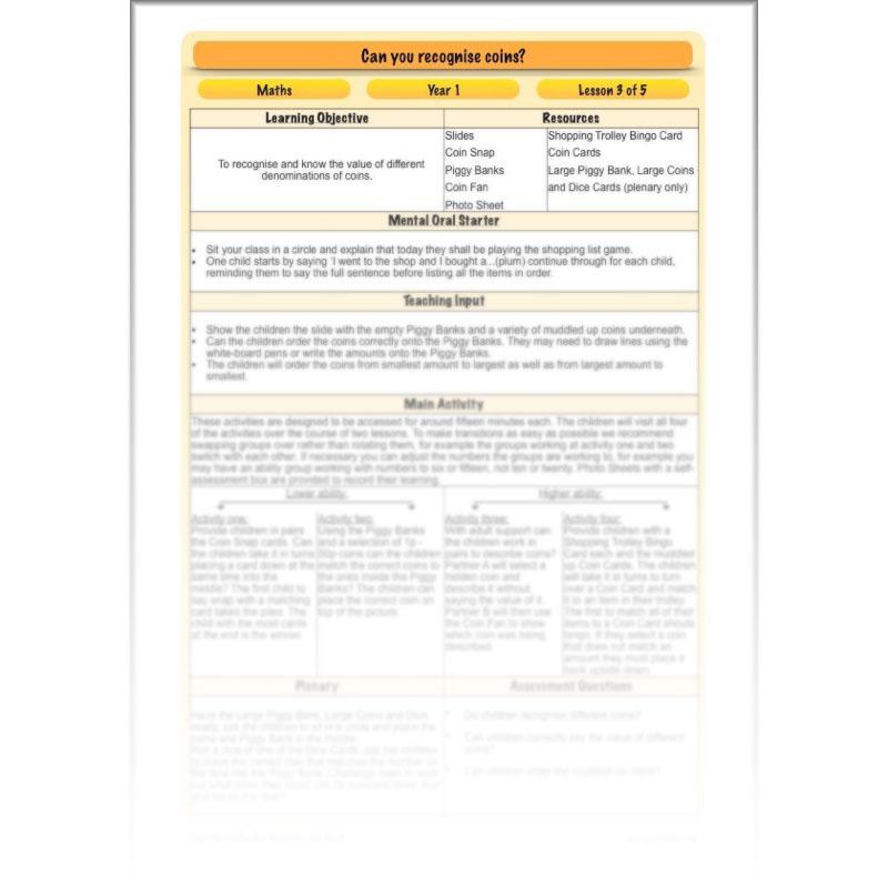 PlanBee Can you recognise coins? Year 1 money planning and activities