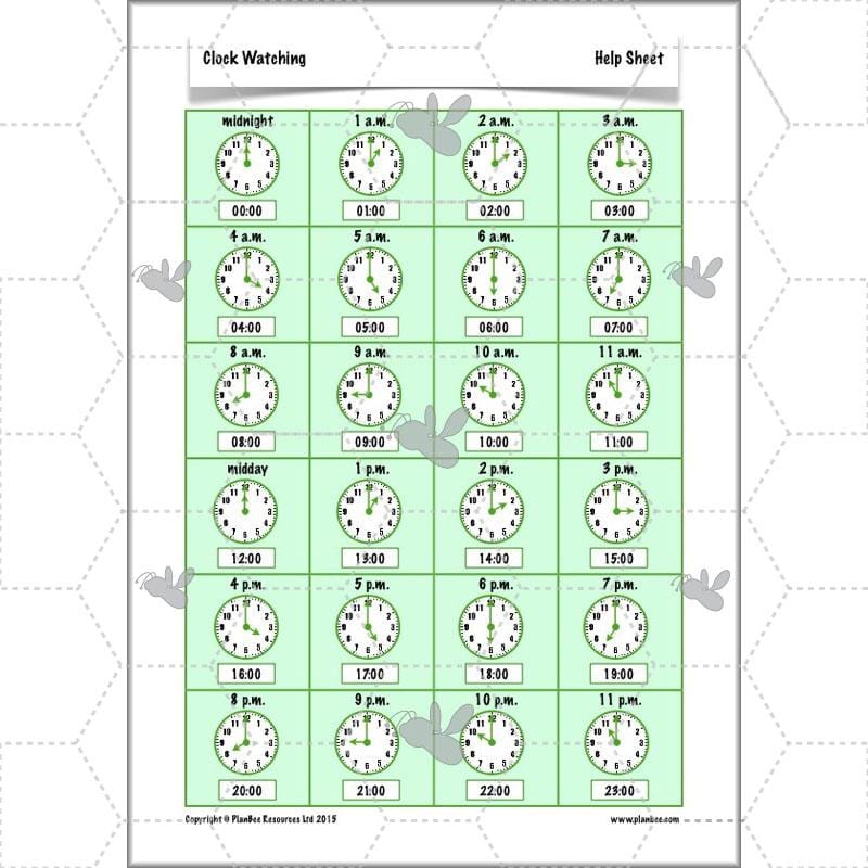 PlanBee Clock Watching | Time Year 3 Maths Lesson Activity Pack