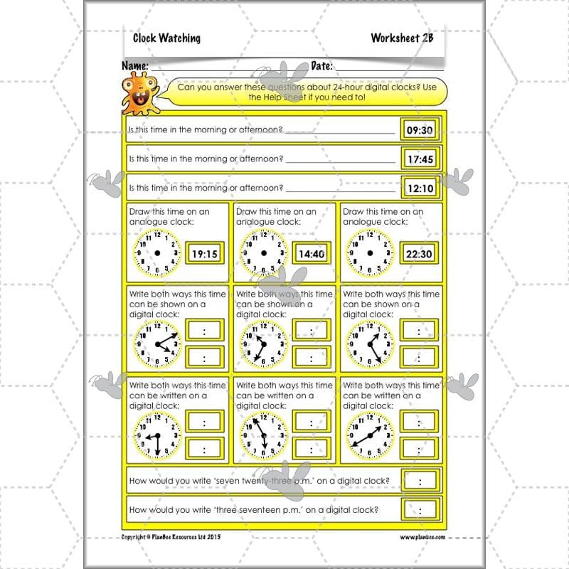 PlanBee Clock Watching | Time Year 3 Maths Lesson Activity Pack