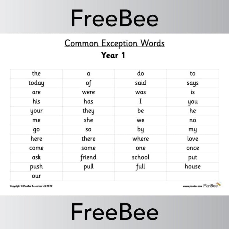Common Exception Colour Common Exception Words KS1 Free PDF by PlanBee