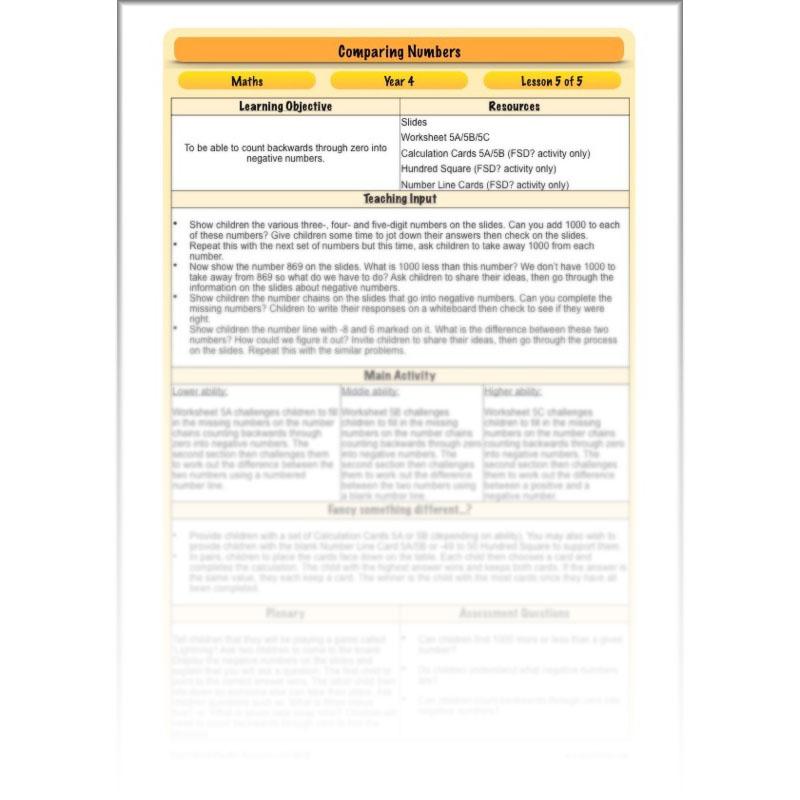 PlanBee Comparing Numbers - Place Value: Year 4 KS2 Maths