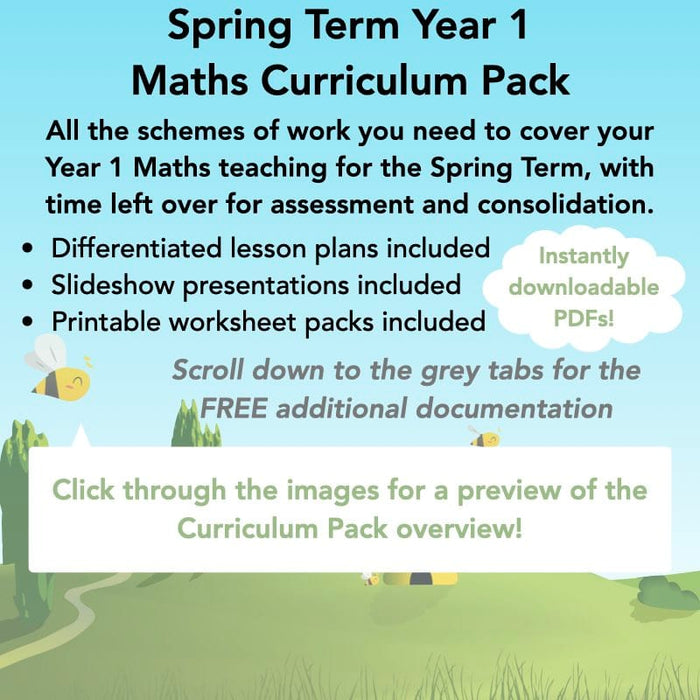 PlanBee Year 1 Maths Long Term Curriculum Planning Pack for the Spring Term