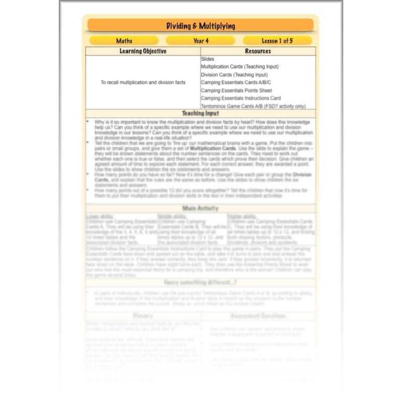 PlanBee Dividing & Multiplying - Lesson Plans and Resources for Year 4