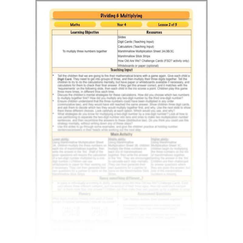 PlanBee Dividing & Multiplying - Lesson Plans and Resources for Year 4