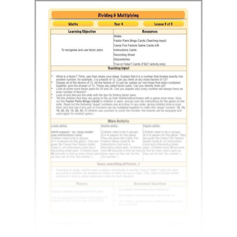 PlanBee Dividing & Multiplying - Lesson Plans and Resources for Year 4