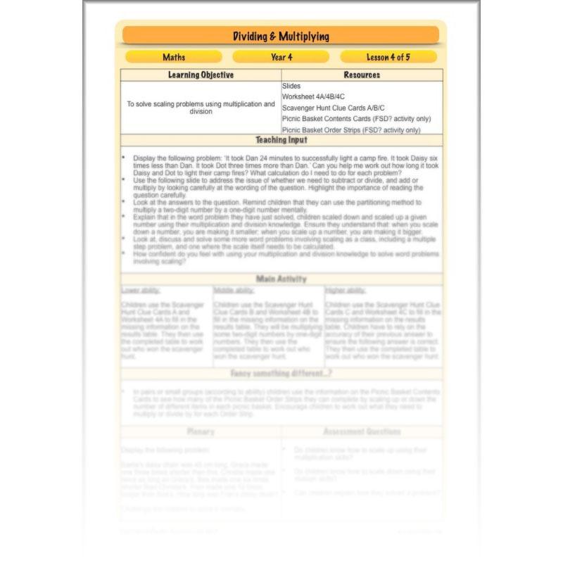 PlanBee Dividing & Multiplying - Lesson Plans and Resources for Year 4