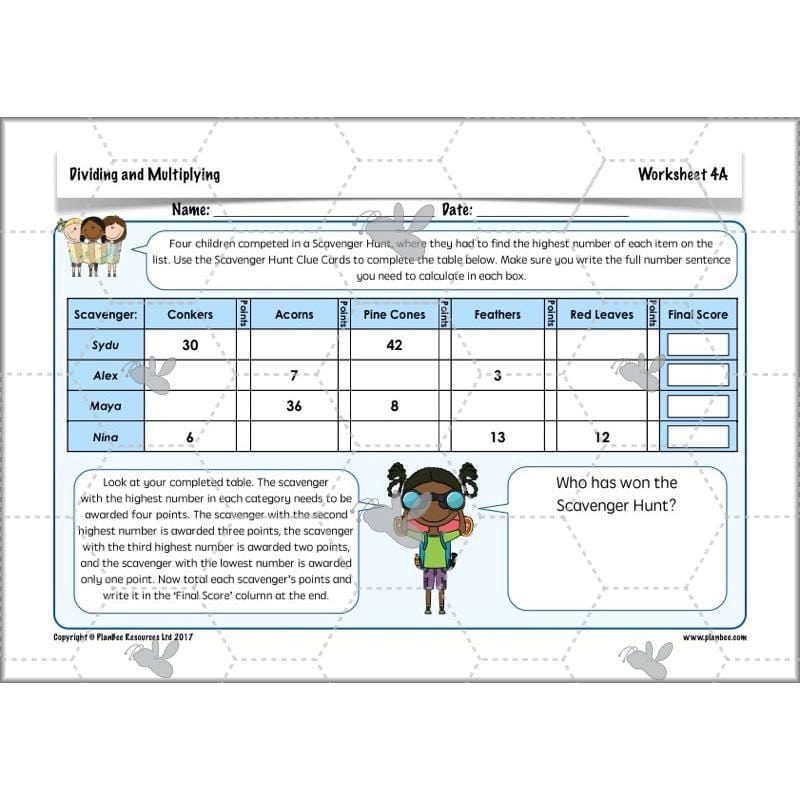 PlanBee Dividing & Multiplying - Lesson Plans and Resources for Year 4
