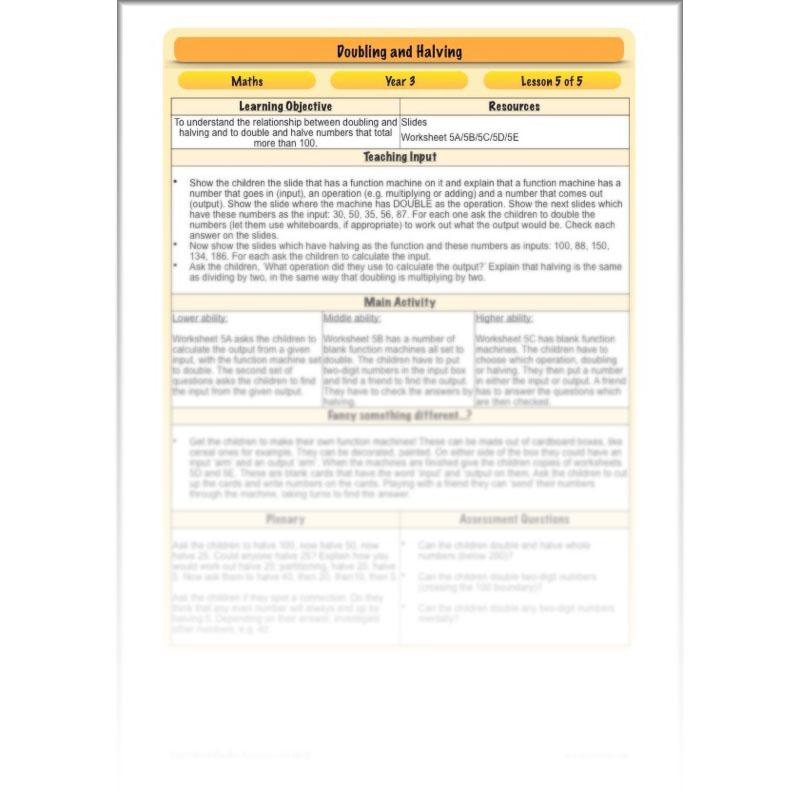PlanBee Doubling and Halving Year 3 Maths Lesson Plan Packs | KS2
