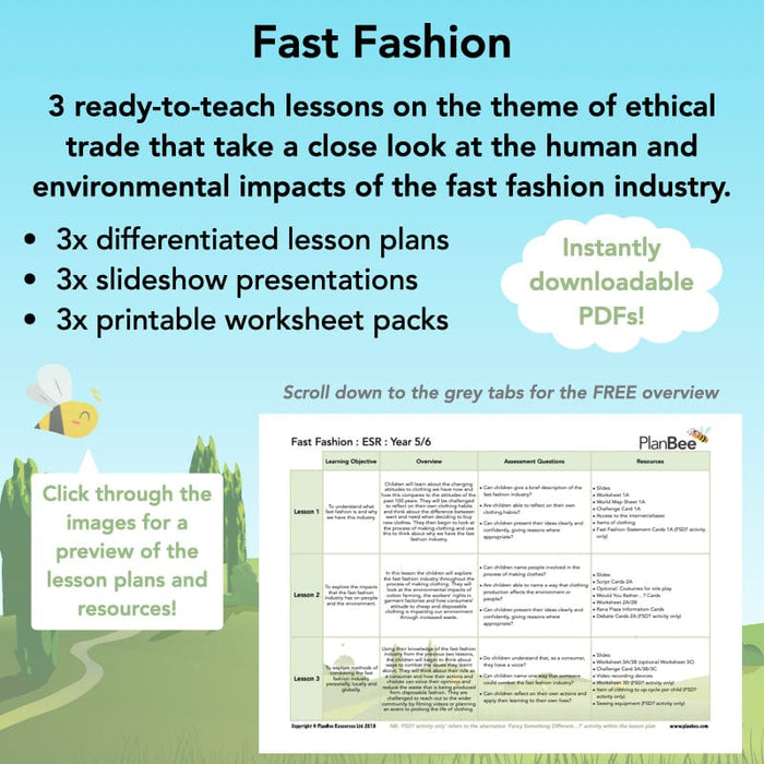 PlanBee Fast Fashion Fairtrade KS2 ESR Lessons by PlanBee