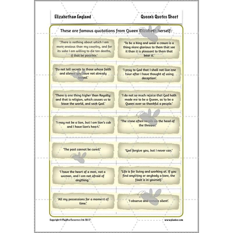 PlanBee What was life like in Elizabethan England? PlanBee KS2 History