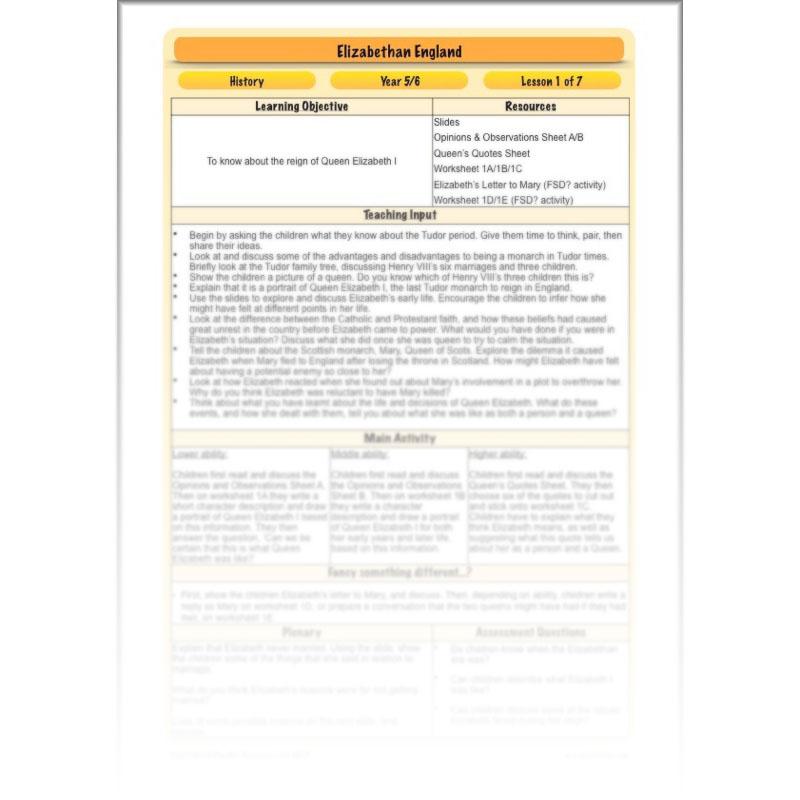 PlanBee What was life like in Elizabethan England? PlanBee KS2 History