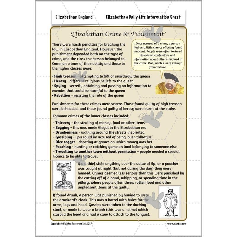 PlanBee What was life like in Elizabethan England? PlanBee KS2 History