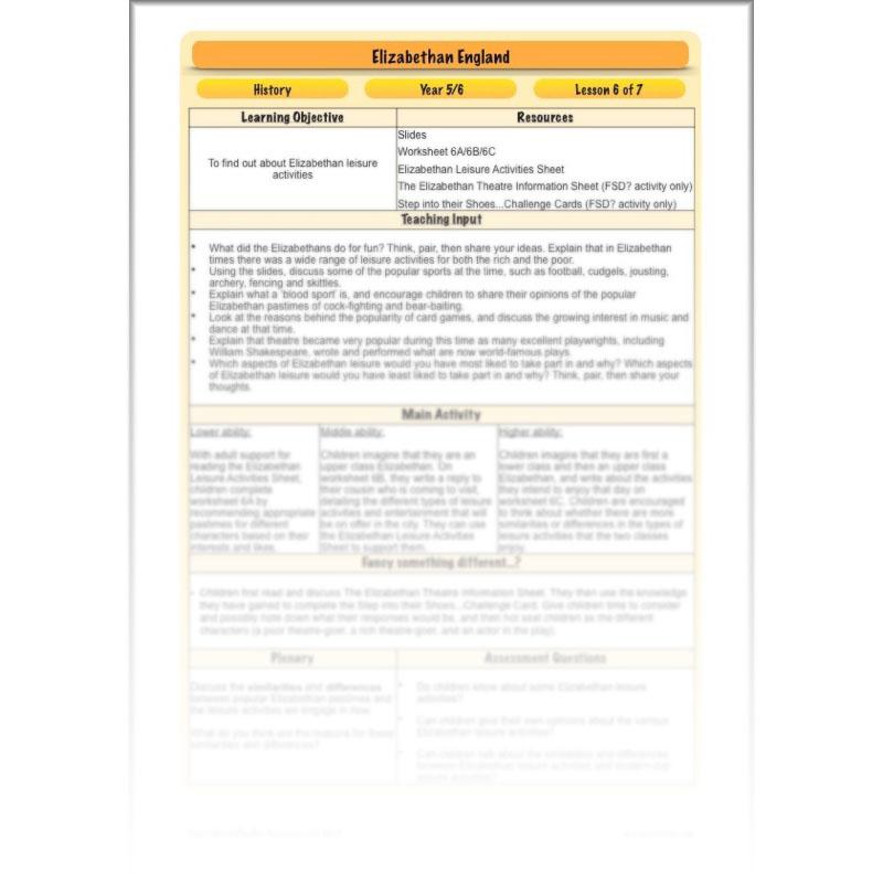 PlanBee What was life like in Elizabethan England? PlanBee KS2 History