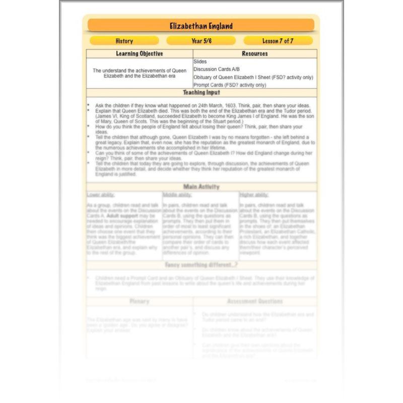 PlanBee What was life like in Elizabethan England? PlanBee KS2 History