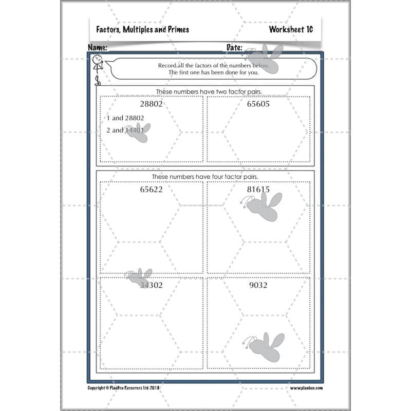 PlanBee Factors, Multiples & Primes - Year 6 Complete Maths Plans by PlanBee
