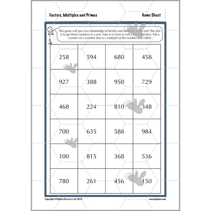 PlanBee Factors, Multiples & Primes - Year 6 Complete Maths Plans by PlanBee