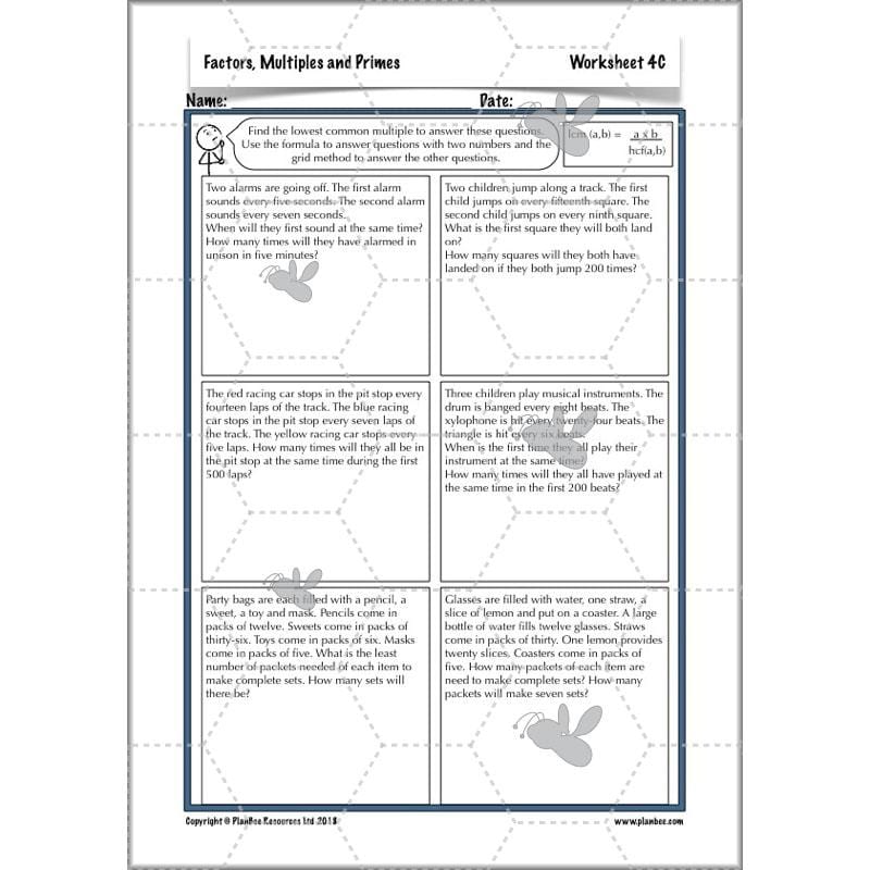 PlanBee Factors, Multiples & Primes - Year 6 Complete Maths Plans by PlanBee