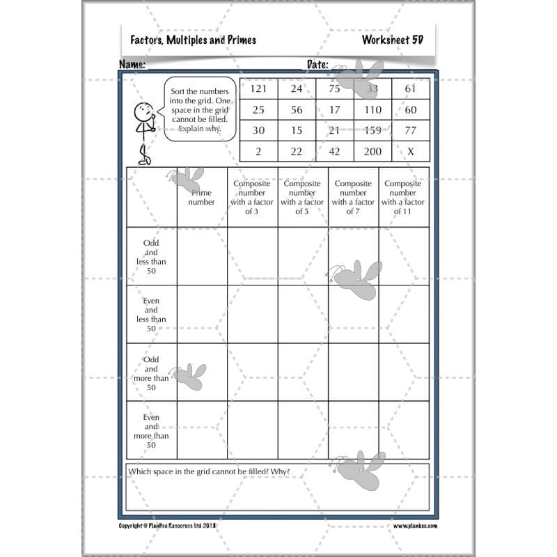 PlanBee Factors, Multiples & Primes - Year 6 Complete Maths Plans by PlanBee