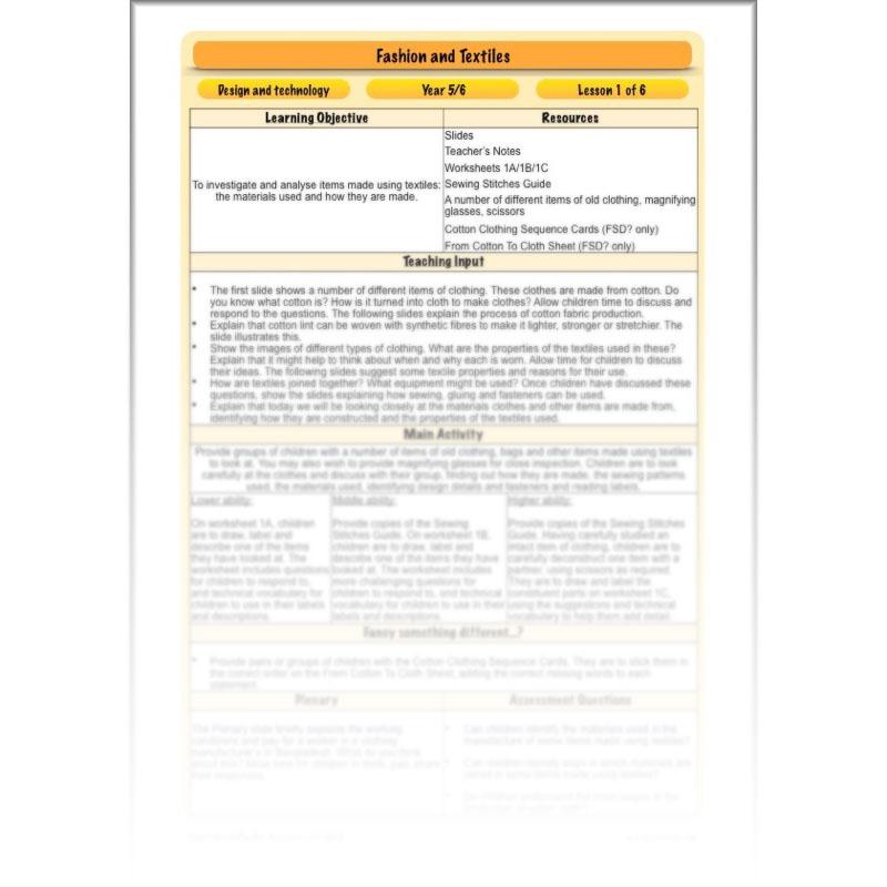 PlanBee Fashion and Textiles: Design and Technology KS2