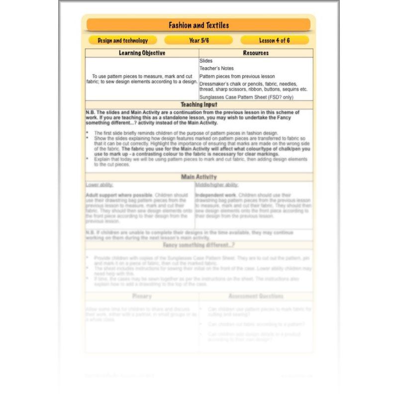 PlanBee Fashion and Textiles: Design and Technology KS2