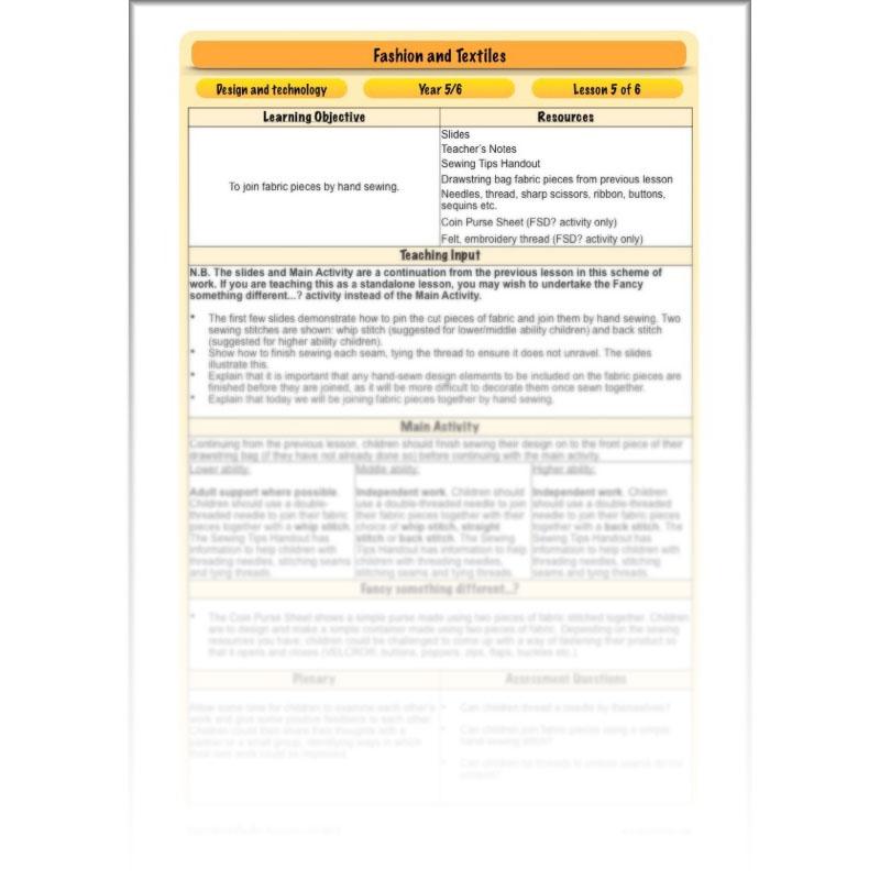 PlanBee Fashion and Textiles: Design and Technology KS2