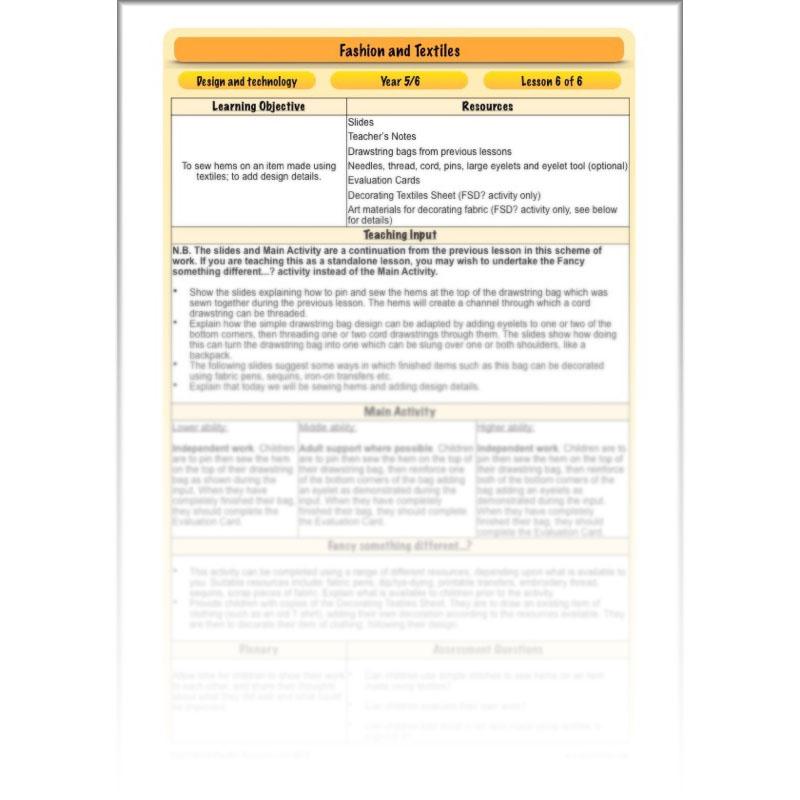 PlanBee Fashion and Textiles: Design and Technology KS2