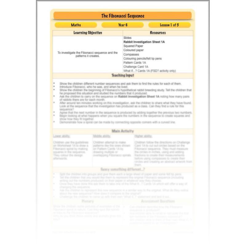 PlanBee The Fibonacci Sequence: KS2 Maths lesson planning