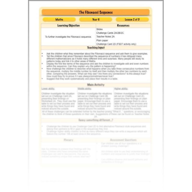 PlanBee The Fibonacci Sequence: KS2 Maths lesson planning