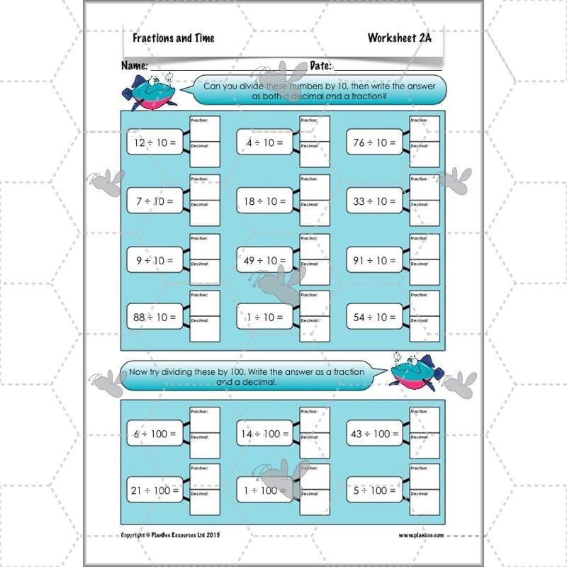 PlanBee Fractions and Time - Year 4 Primary Maths Resources
