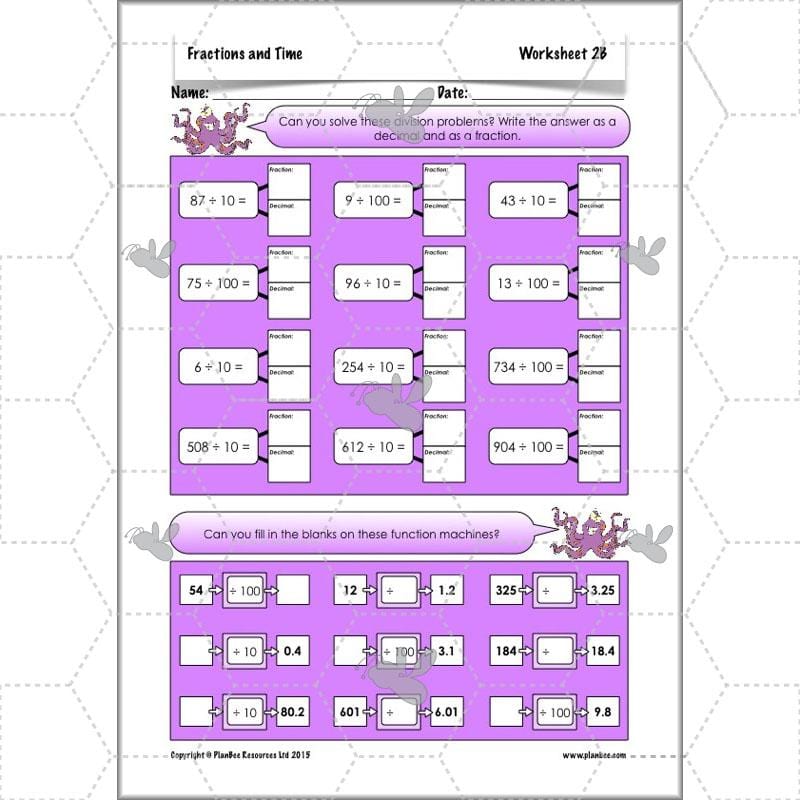 PlanBee Fractions and Time - Year 4 Primary Maths Resources