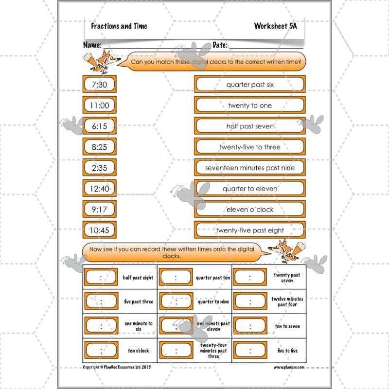 PlanBee Fractions and Time - Year 4 Primary Maths Resources