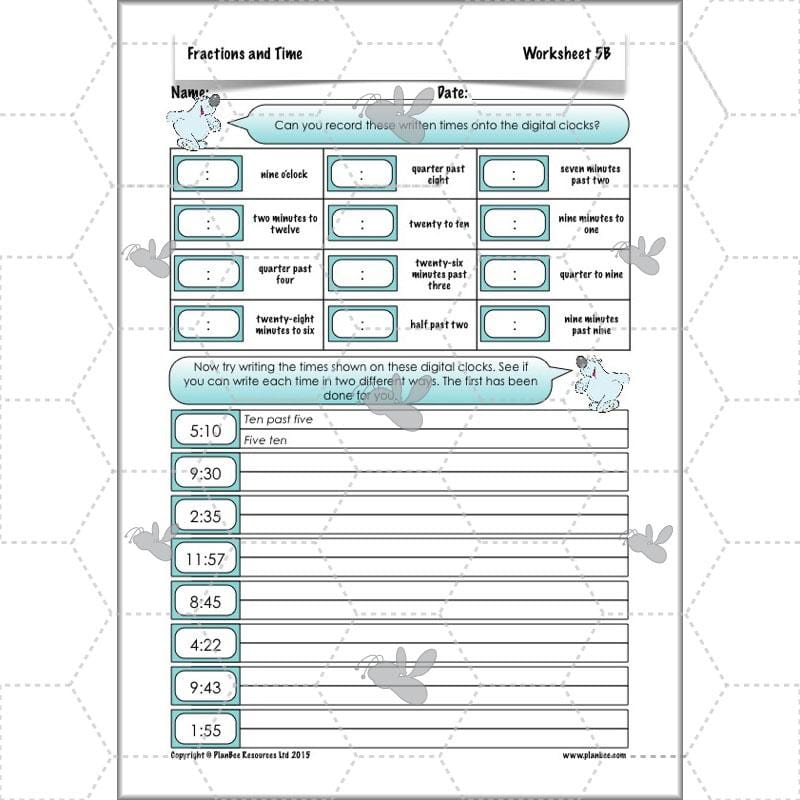 PlanBee Fractions and Time - Year 4 Primary Maths Resources