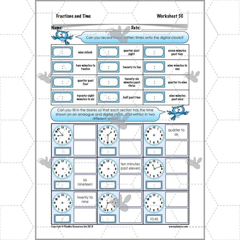 PlanBee Fractions and Time - Year 4 Primary Maths Resources