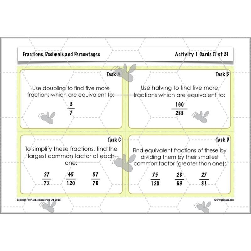 PlanBee Fractions, Decimals & Percentages - Year 6 Complete Maths Planning