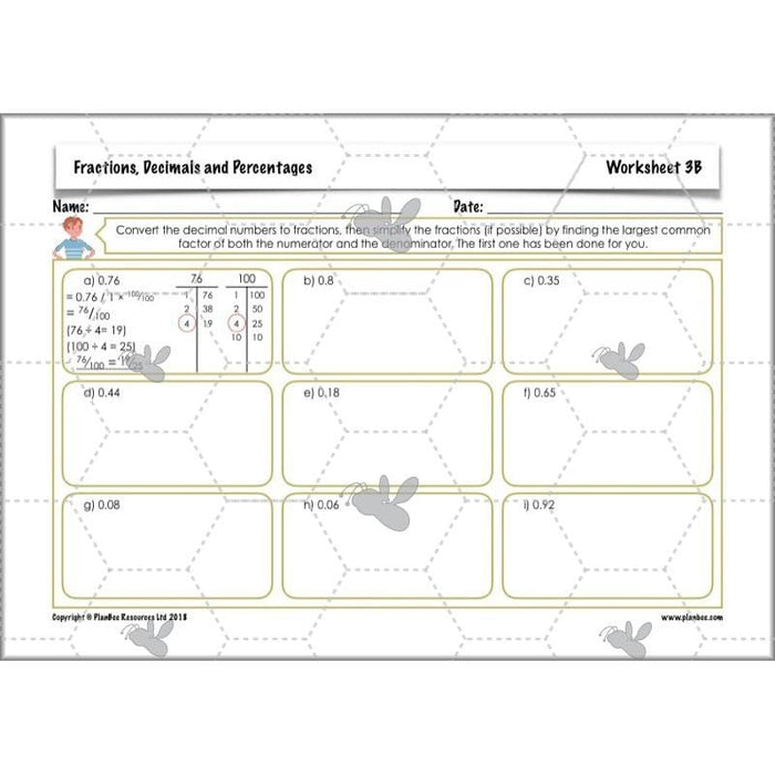 PlanBee Fractions, Decimals & Percentages - Year 6 Complete Maths Planning