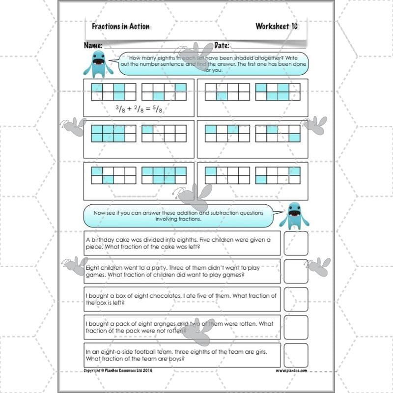 PlanBee Fractions in Action: KS2 Maths Year 3  Lesson Plans and Resources