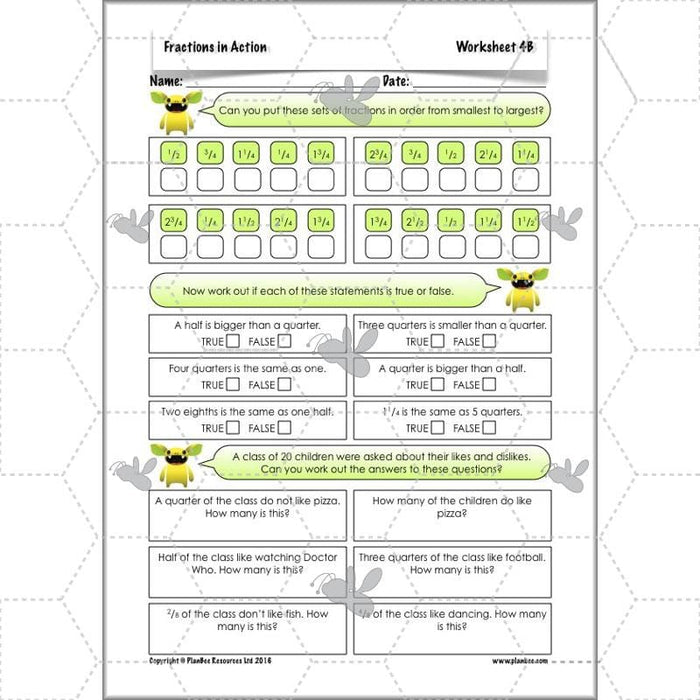 PlanBee Fractions in Action: KS2 Maths Year 3  Lesson Plans and Resources