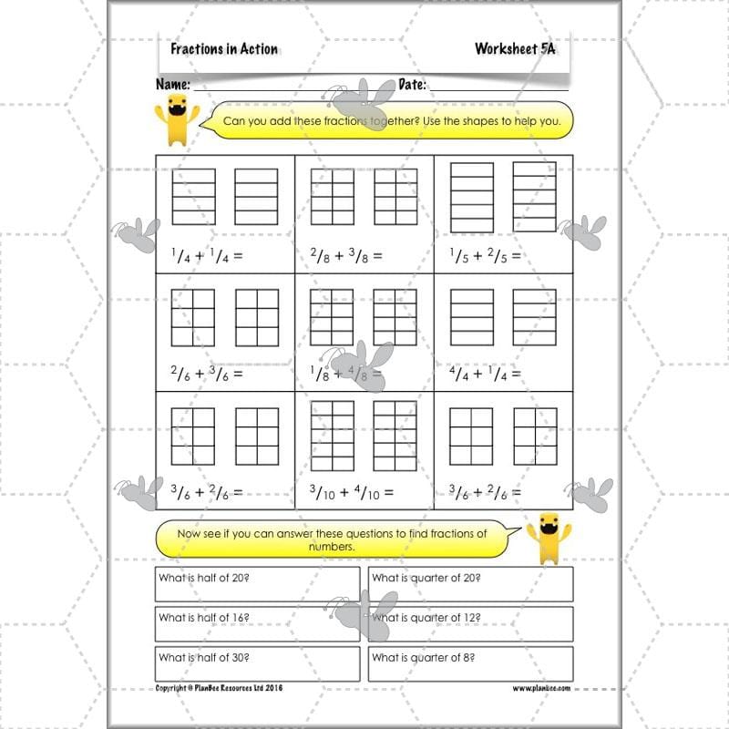 PlanBee Fractions in Action: KS2 Maths Year 3  Lesson Plans and Resources
