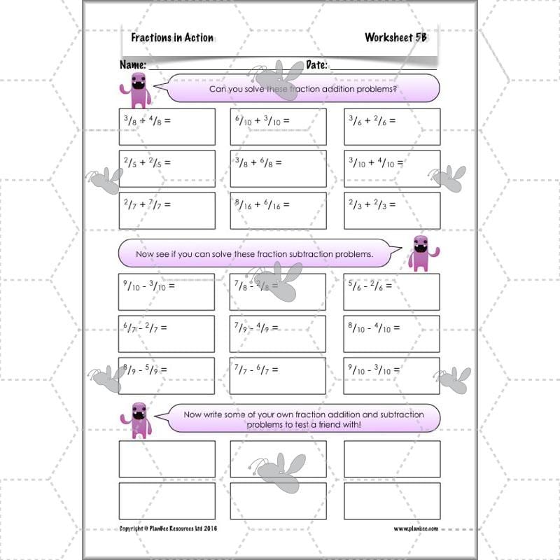 PlanBee Fractions in Action: KS2 Maths Year 3  Lesson Plans and Resources