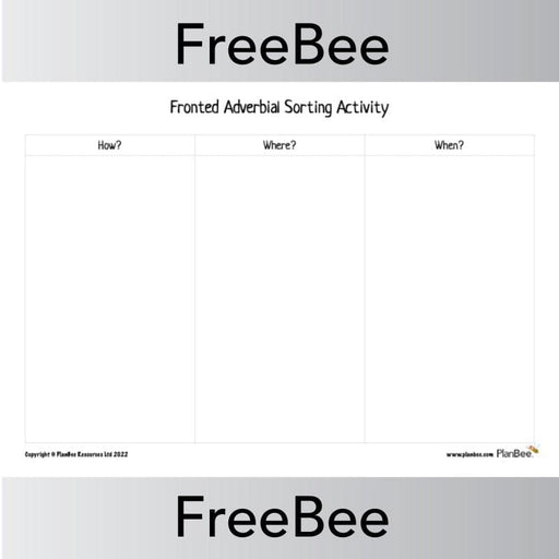 PlanBee FREE Fronted Adverbial Sorting Activity from PlanBee
