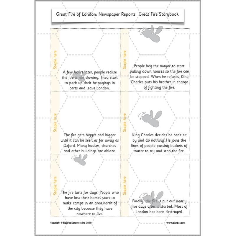 PlanBee Great Fire of London Newspaper Reports KS1 English Plans