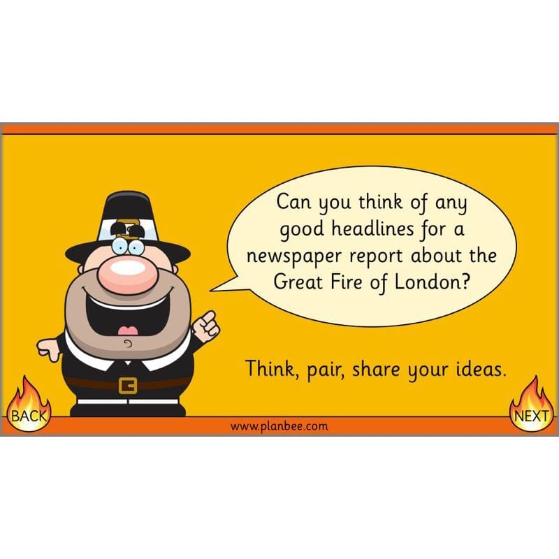 PlanBee Great Fire of London Newspaper Reports KS1 English Plans