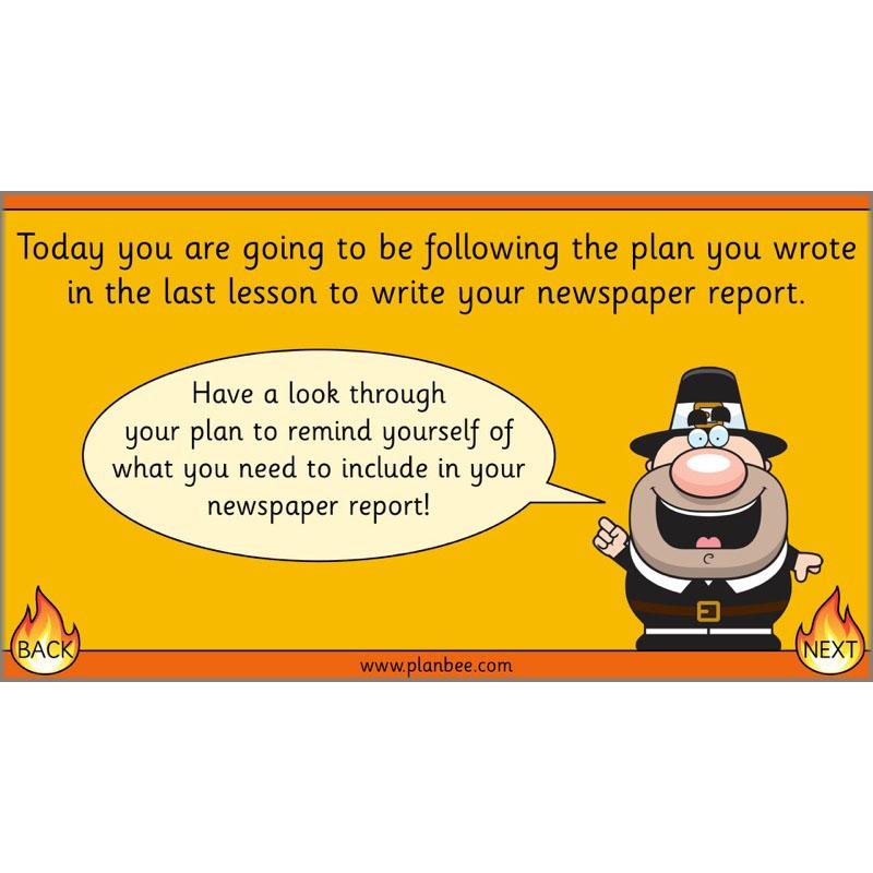 PlanBee Great Fire of London Newspaper Reports KS1 English Plans